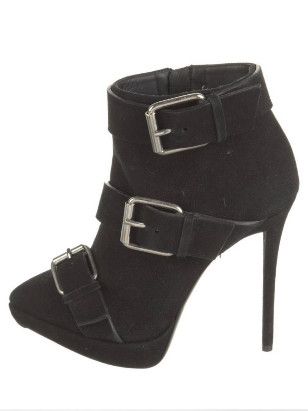 Giuseppe Zanotti Black High Heel Ankle Boots with Buckle Straps Sz 37.5